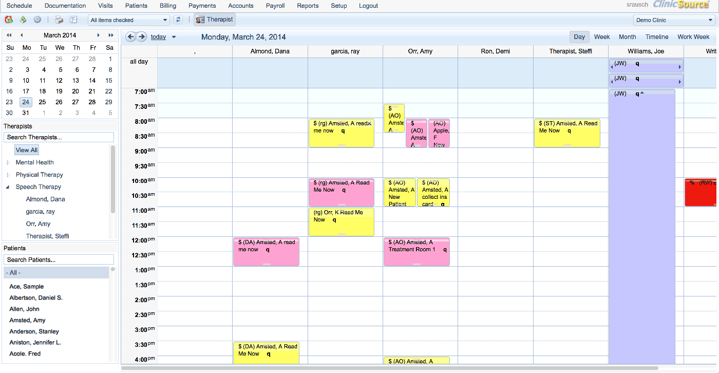 Therapy Scheduling Calendar