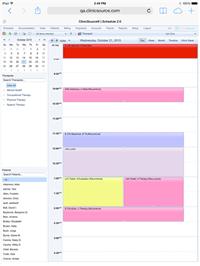 Scheduling software for pediatric OT, ST and ABA